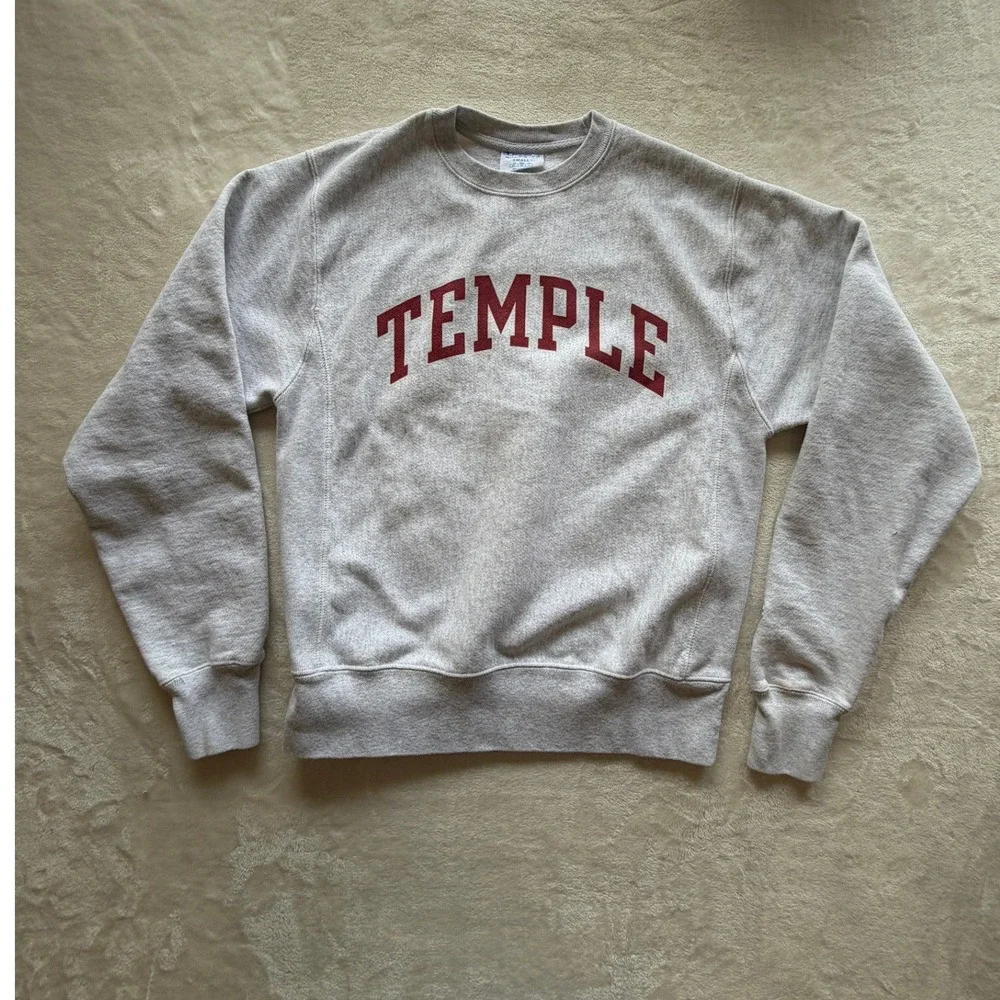 90s Vintage Champion Grey Temple Reverse Weave Sweatshirt Mens Small Excellent